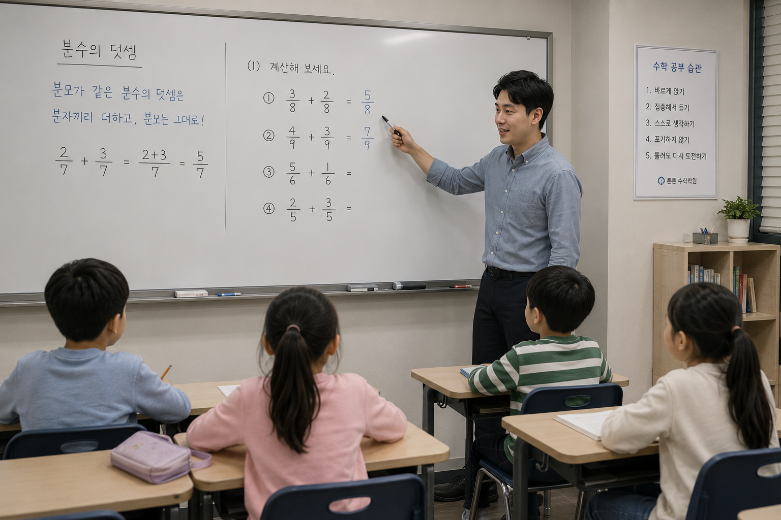 학원은 문제의 풀이 과정을 가르쳐 줍니다.